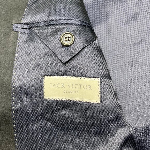 Jack Victor Men's Navy Blue Notch Lapel Two-Button Classic Blazer Jacket Size 44 - Picture 13 of 16